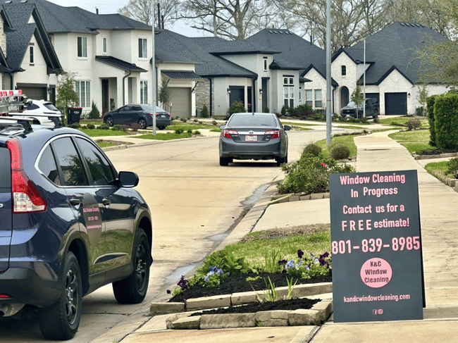 social proof, window cleaning sign
